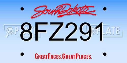 8FZ291 South Dakota License Plate