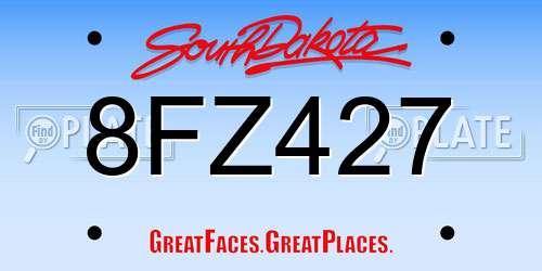 8FZ427 South Dakota License Plate