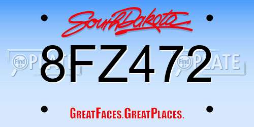 8FZ472 South Dakota License Plate