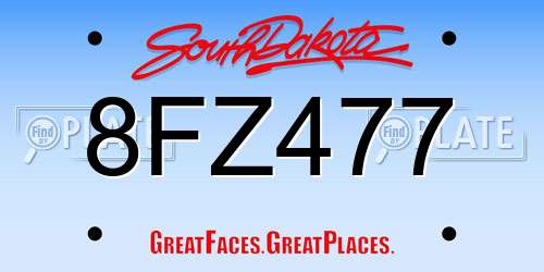8FZ477 South Dakota License Plate