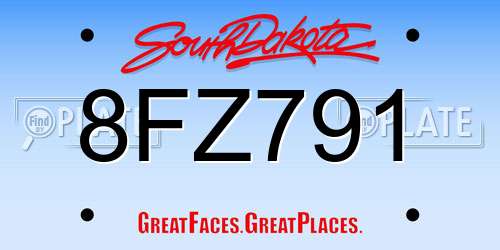 8FZ791 South Dakota License Plate