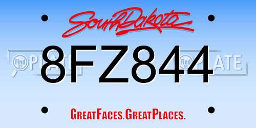 8FZ844 South Dakota License Plate