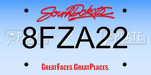 8FZA22 South Dakota License Plate