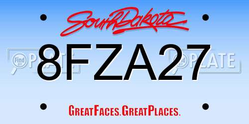 8FZA27 South Dakota License Plate