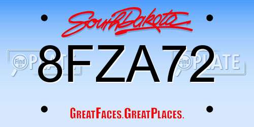 8FZA72 South Dakota License Plate