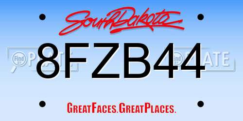8FZB44 South Dakota License Plate