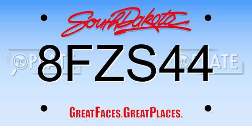 8FZS44 South Dakota License Plate