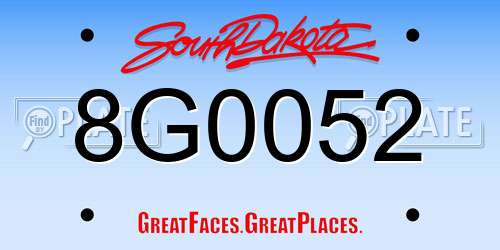 8G0052 South Dakota License Plate