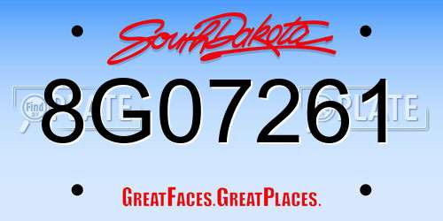 8G07261 South Dakota License Plate