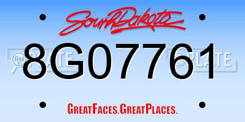 8G07761 South Dakota License Plate