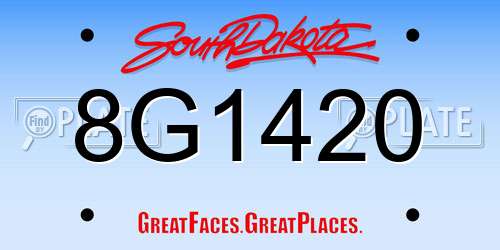 8G1420 South Dakota License Plate