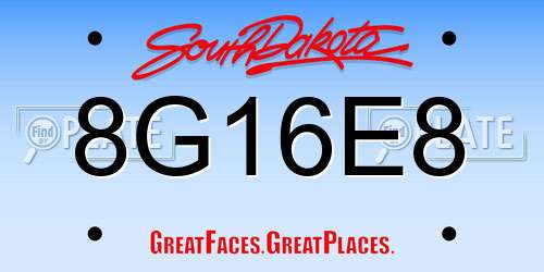8G16E8 South Dakota License Plate