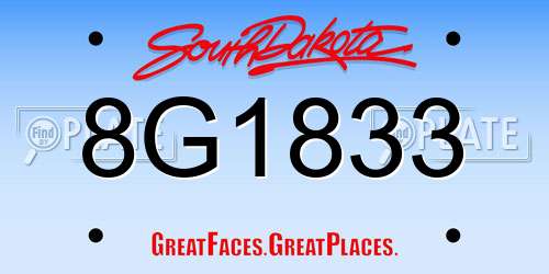 8G1833 license plate in SD state