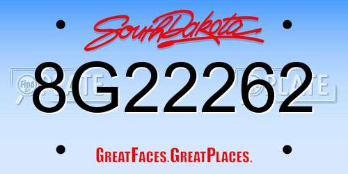 8G22262 South Dakota License Plate