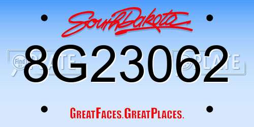 8G23062 South Dakota License Plate