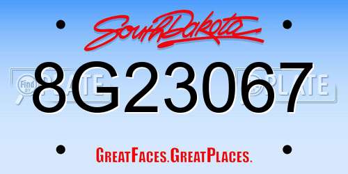 8G23067 South Dakota License Plate