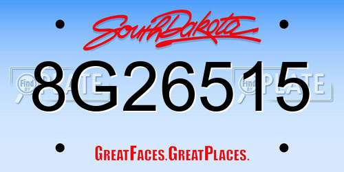 8G26515 South Dakota License Plate