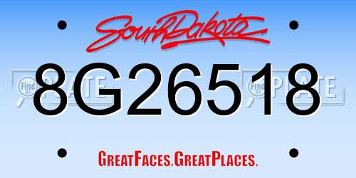 8G26518 South Dakota License Plate