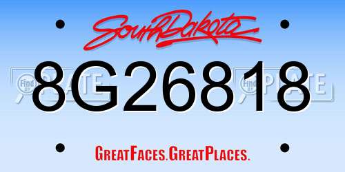 8G26818 South Dakota License Plate