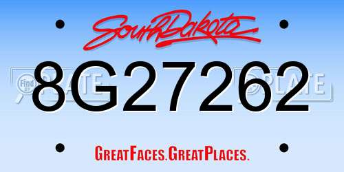 8G27262 South Dakota License Plate
