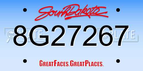 8G27267 South Dakota License Plate