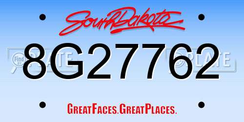 8G27762 South Dakota License Plate