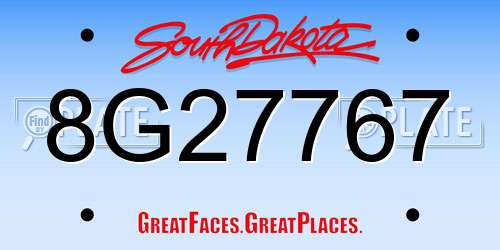 8G27767 South Dakota License Plate
