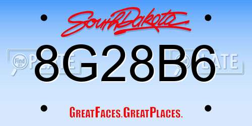 8G28B6 South Dakota License Plate