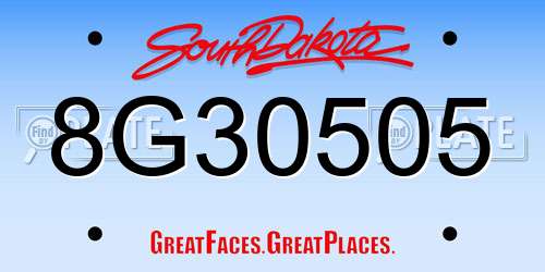 8G30505 South Dakota License Plate