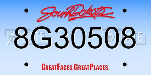 8G30508 South Dakota License Plate