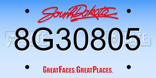 8G30805 South Dakota License Plate