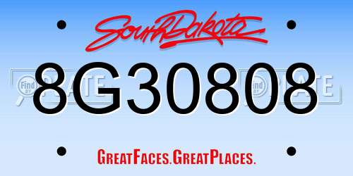 8G30808 South Dakota License Plate
