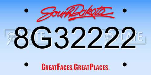 8G32222 South Dakota License Plate