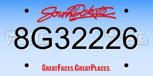 8G32226 South Dakota License Plate