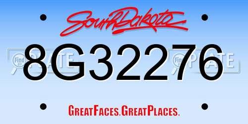 8G32276 South Dakota License Plate