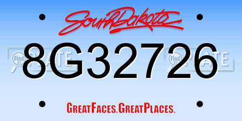 8G32726 South Dakota License Plate
