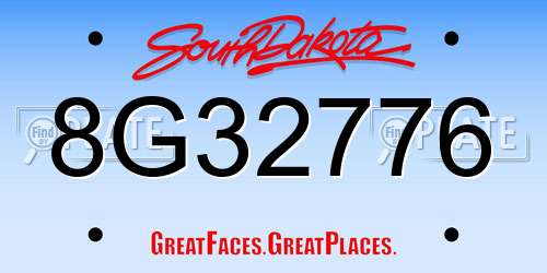 8G32776 South Dakota License Plate