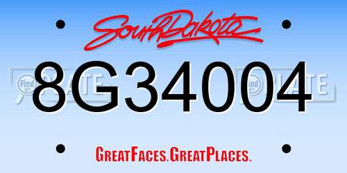 8G34004 South Dakota License Plate
