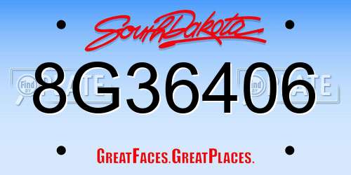 8G36406 South Dakota License Plate