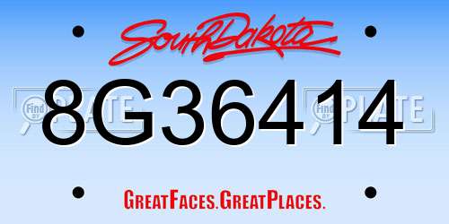 8G36414 South Dakota License Plate