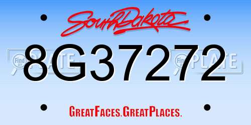 8G37272 South Dakota License Plate