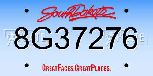 8G37276 South Dakota License Plate