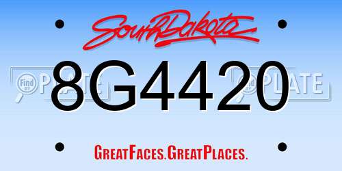 8G4420 South Dakota License Plate