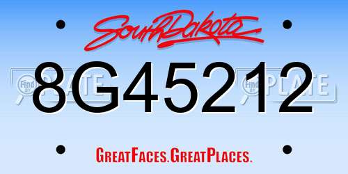 8G45212 South Dakota License Plate