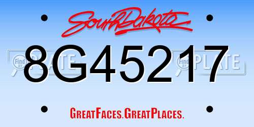 8G45217 South Dakota License Plate