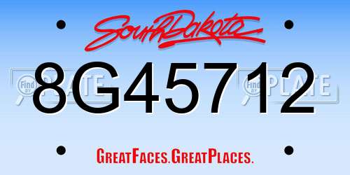 8G45712 South Dakota License Plate