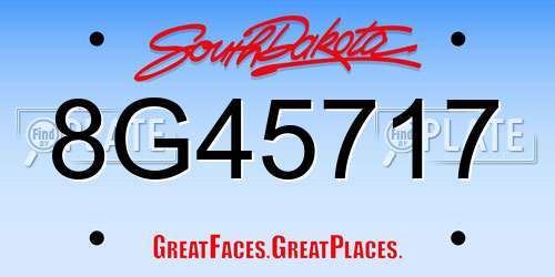 8G45717 South Dakota License Plate