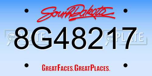 8G48217 South Dakota License Plate