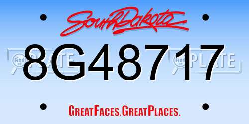 8G48717 South Dakota License Plate