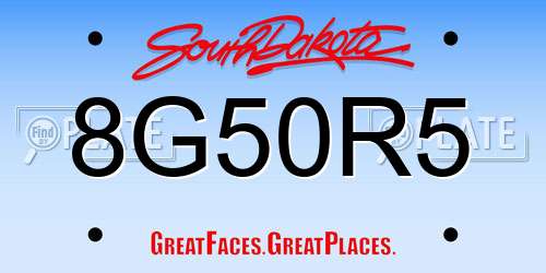 8G50R5 South Dakota License Plate